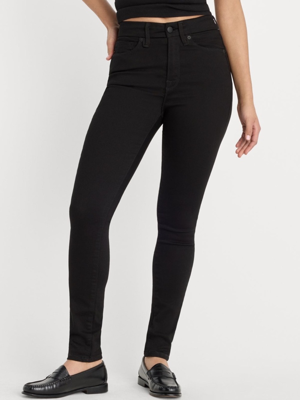 Good American Black good legs High-Rise Skinny Jeans pants size 25/0